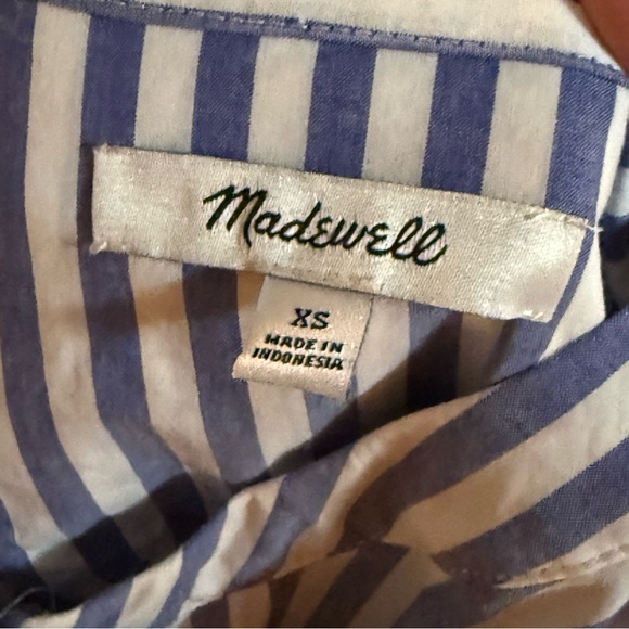 MADEWELL Whitney Ruffle Front Striped Blouse Button Down Shirt Blue White Stripy - Picture 7 of 8